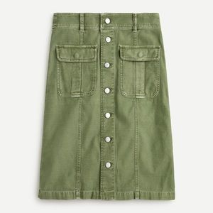 NWT J. Crew Army Green Utility Pencil Skirt Size 25